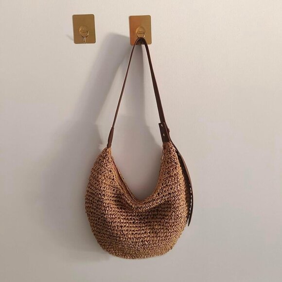 Straw Crossbody Bag Woven Shoulder Purse Summer Beach Tote Adjustable Strap Larg - Picture 2 of 7